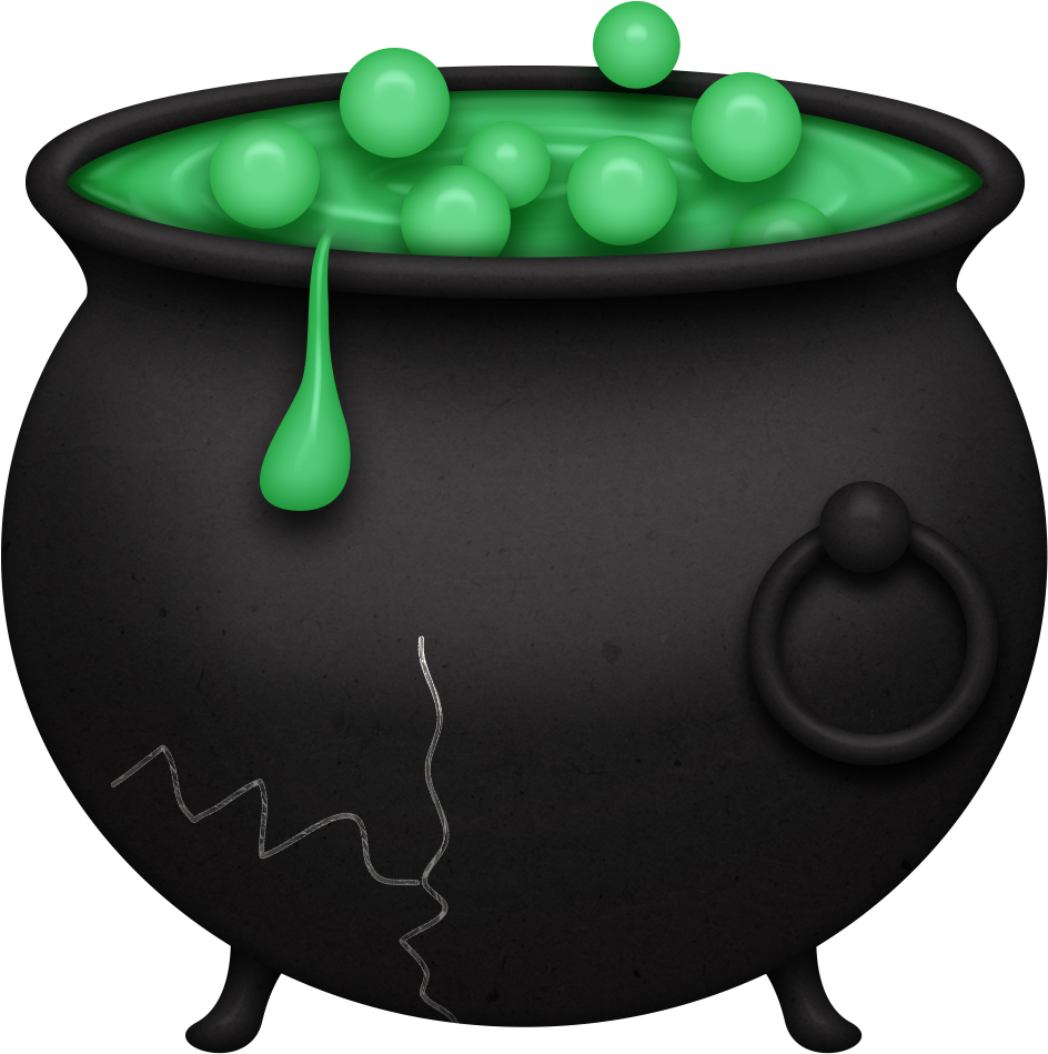 A Black Cauldron With Green Liquid