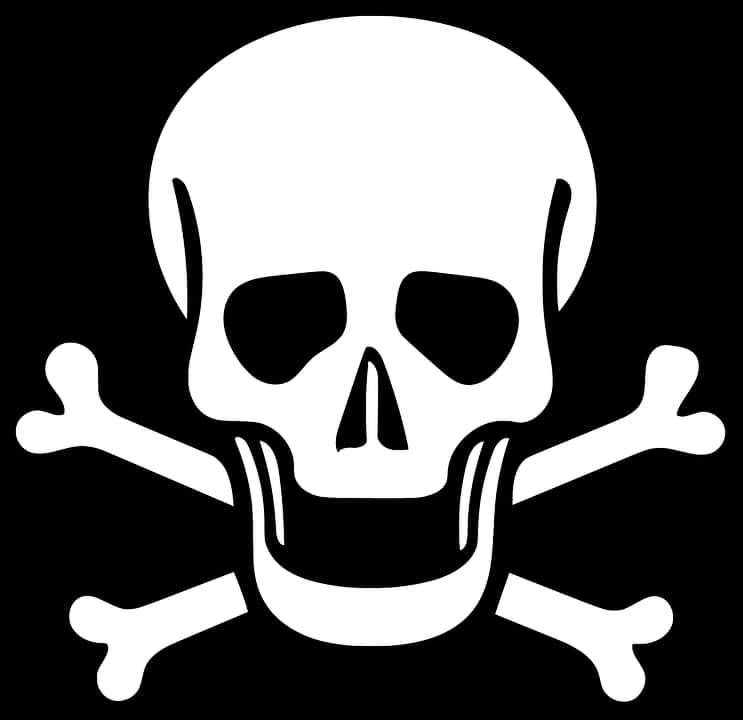 A White Skull With Crossbones On A Black Background
