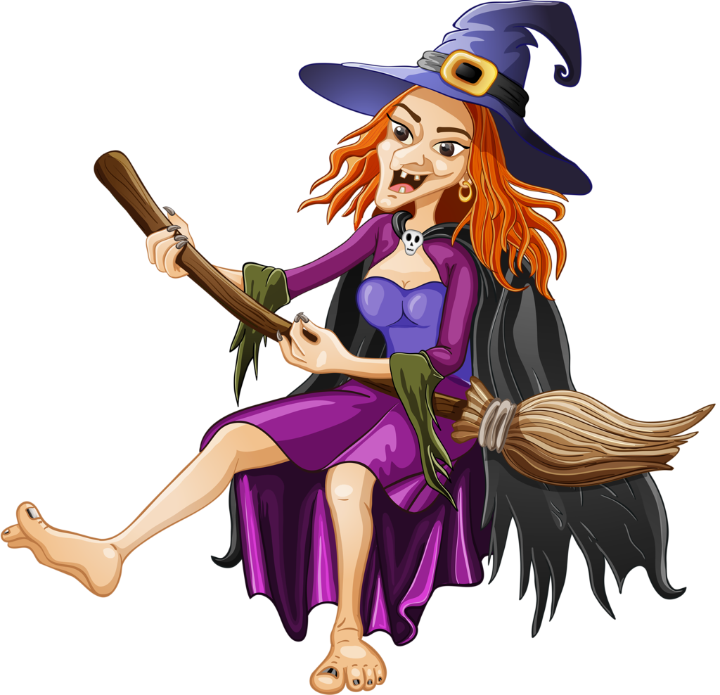 Halloween Witch Sitting On Pumpkin, Hd Png Download