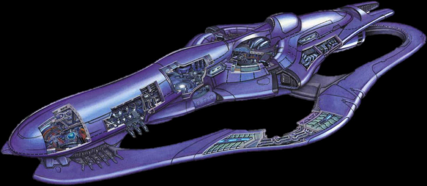 A Blue And Purple Spaceship