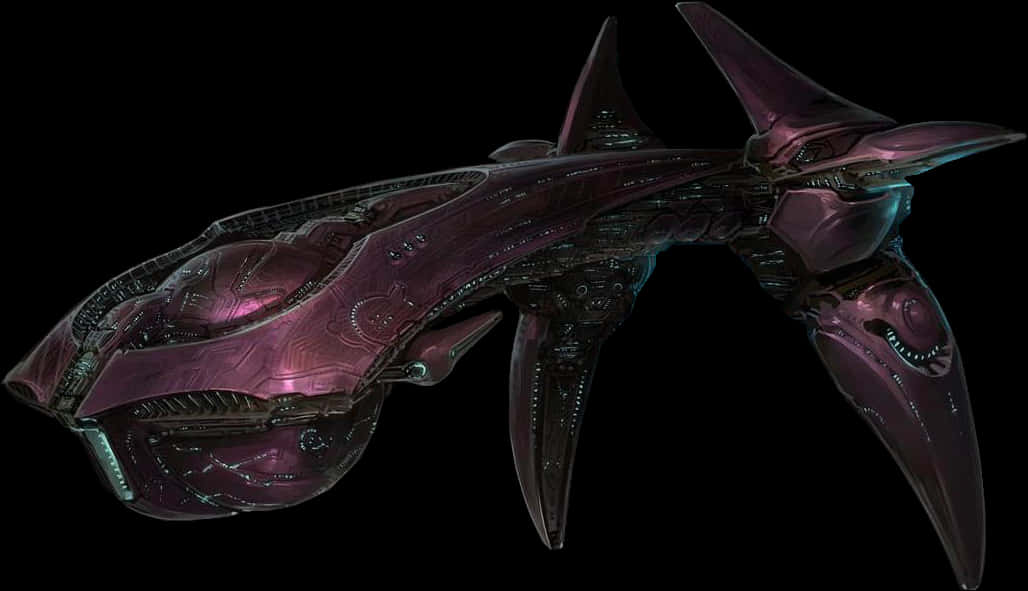A Purple And Black Spaceship