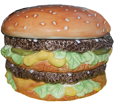 A Ceramic Burger Container With A Black Background