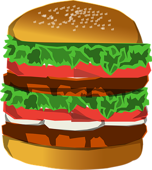 A Hamburger With Lettuce And Cheese