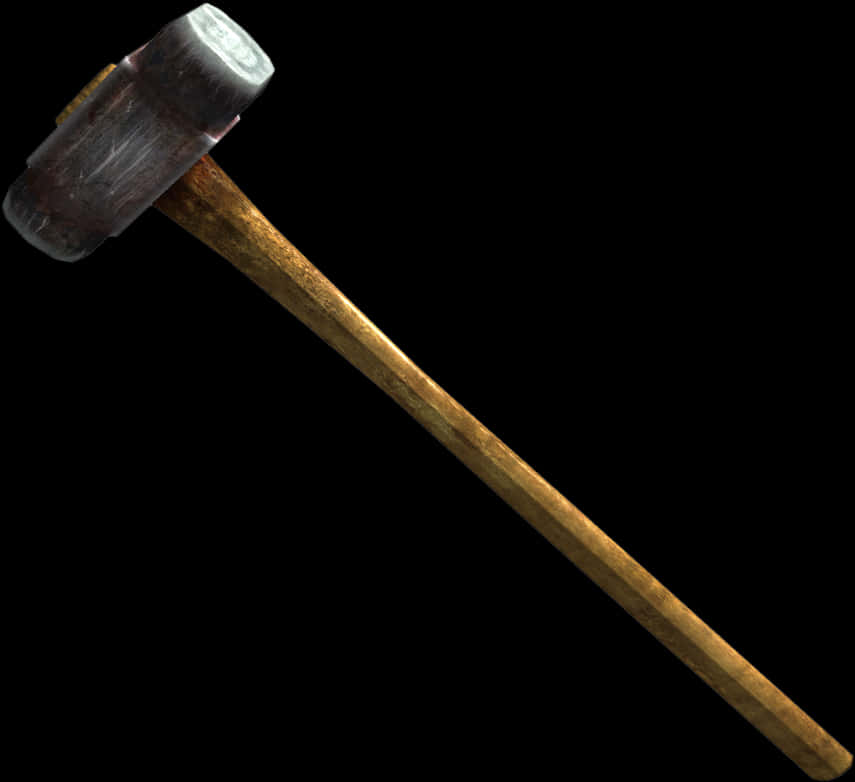 A Sledgehammer With A Wooden Handle