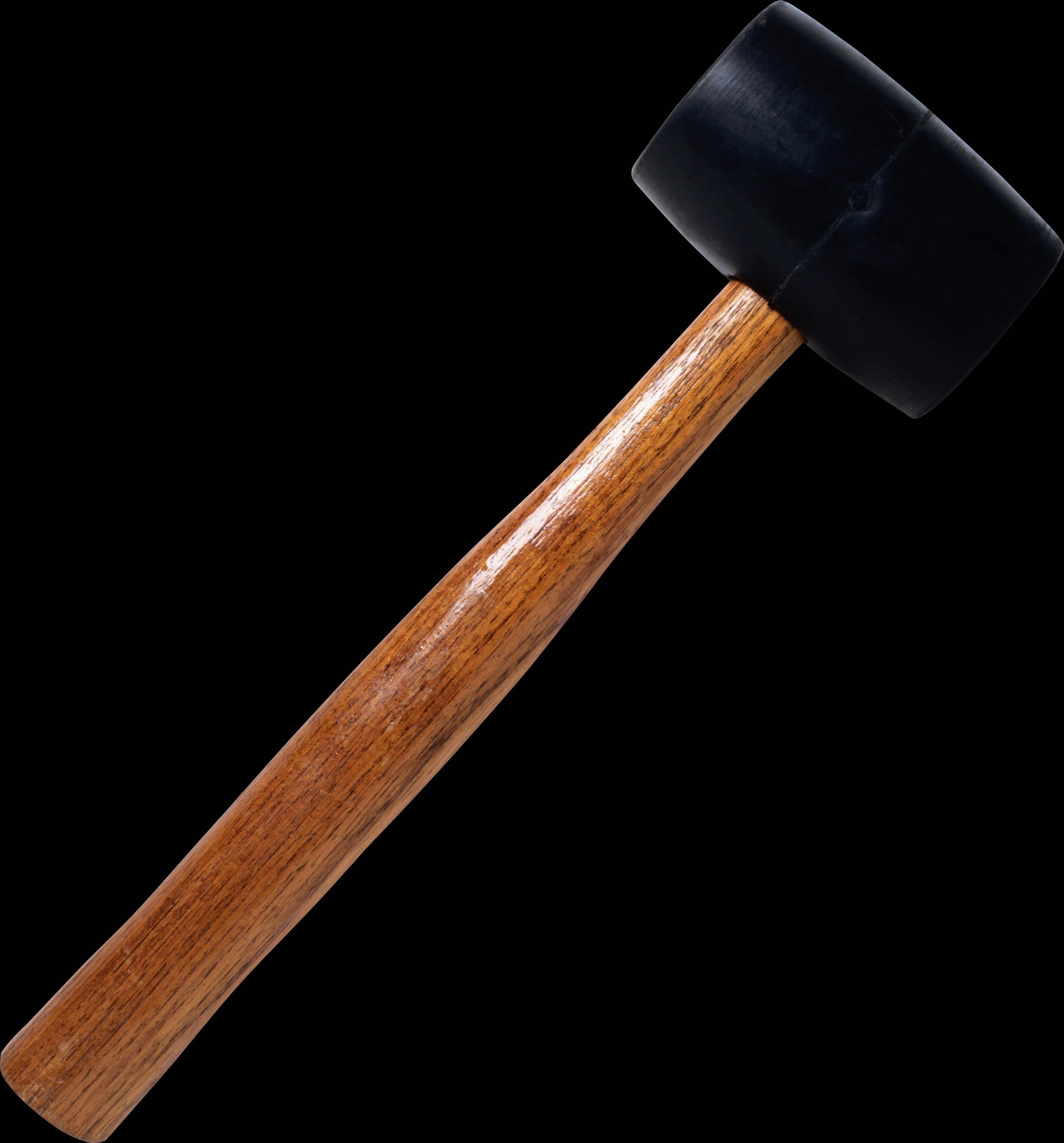 A Black Rubber Mallet With A Wooden Handle