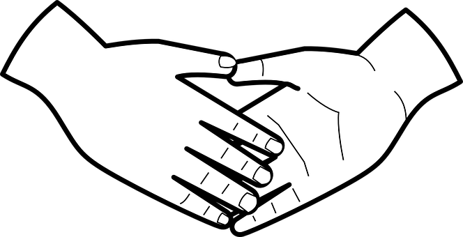 A Black And White Image Of A Hands Touching