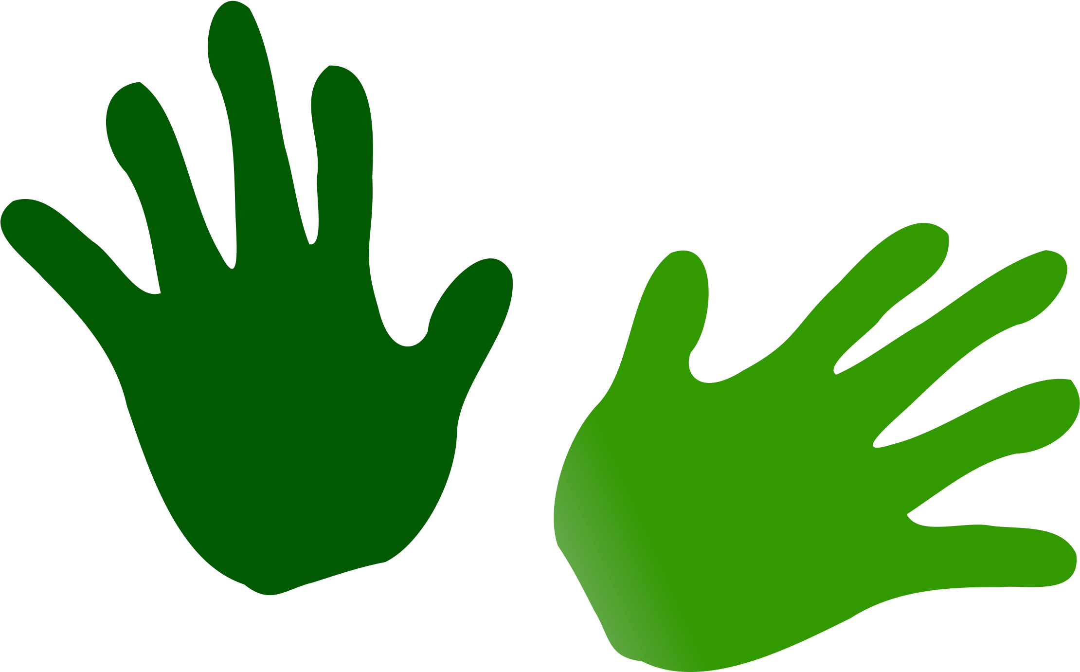 Green Hands On A Black Background