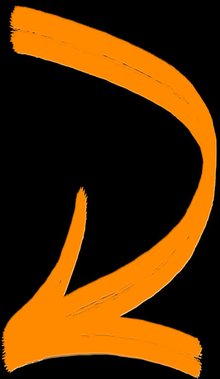 An Orange Curved Line On A Black Background