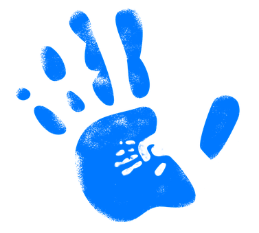 A Blue Hand Print On A Black Background