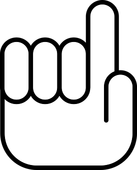 Hand Pointing Up Black Outline