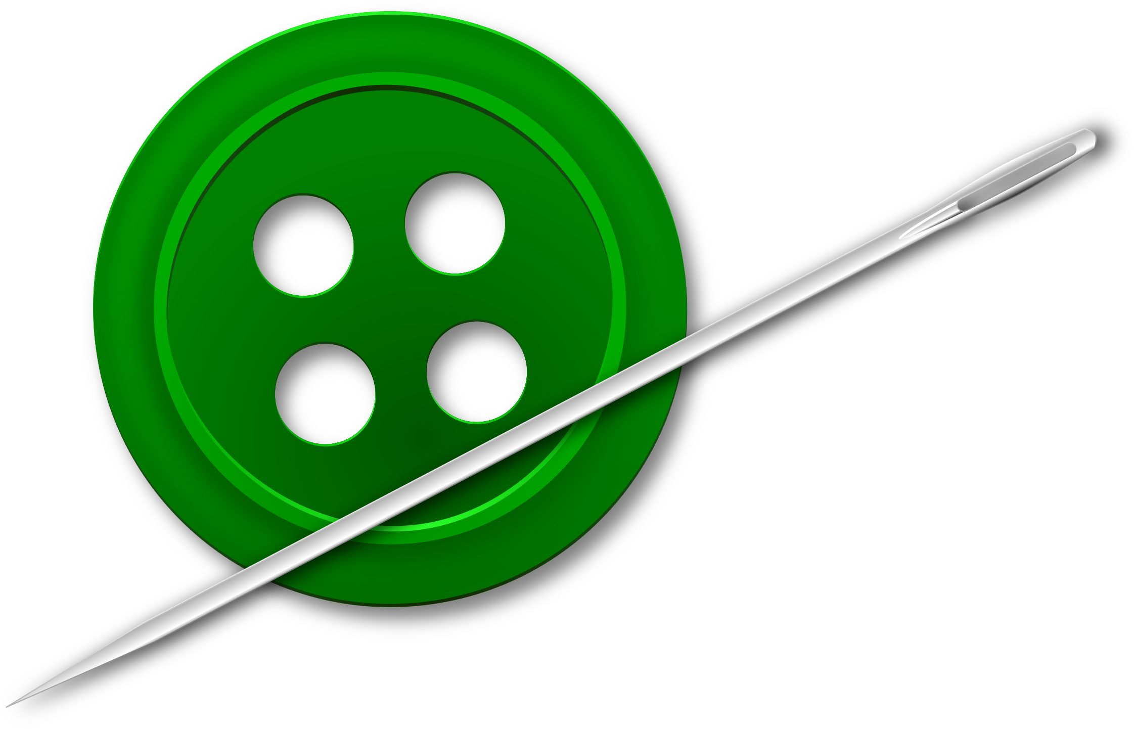 A Green Button With A Needle