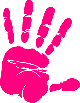 Pink Hand Print On Transparent Background