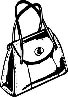 A Black And White Drawing Of A Handbag