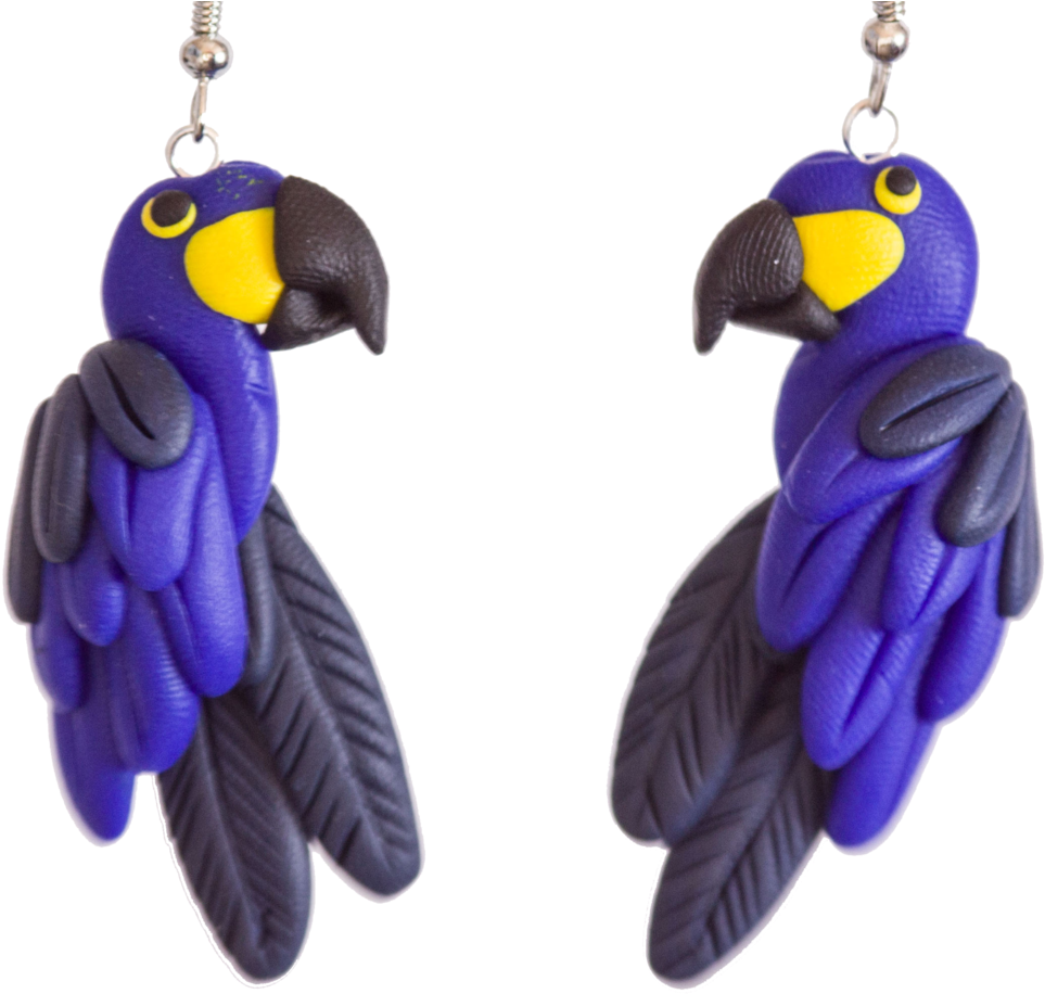 Handcrafted Hyacinth Macaws Earrings - Macaw, Hd Png Download