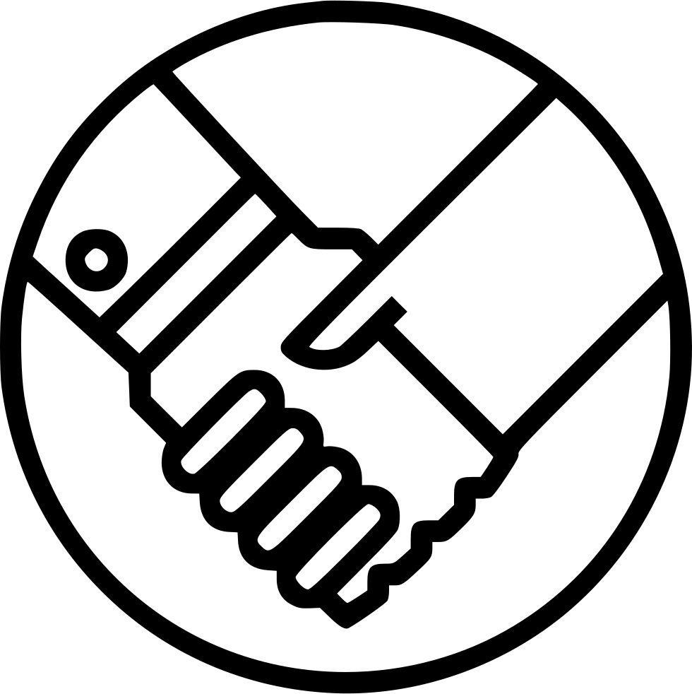 A Black And White Logo Of Handshake
