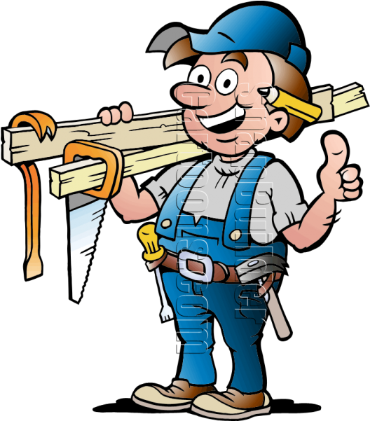Handyman With Carpentry Tools - Carpenter Cartoons, Hd Png Download