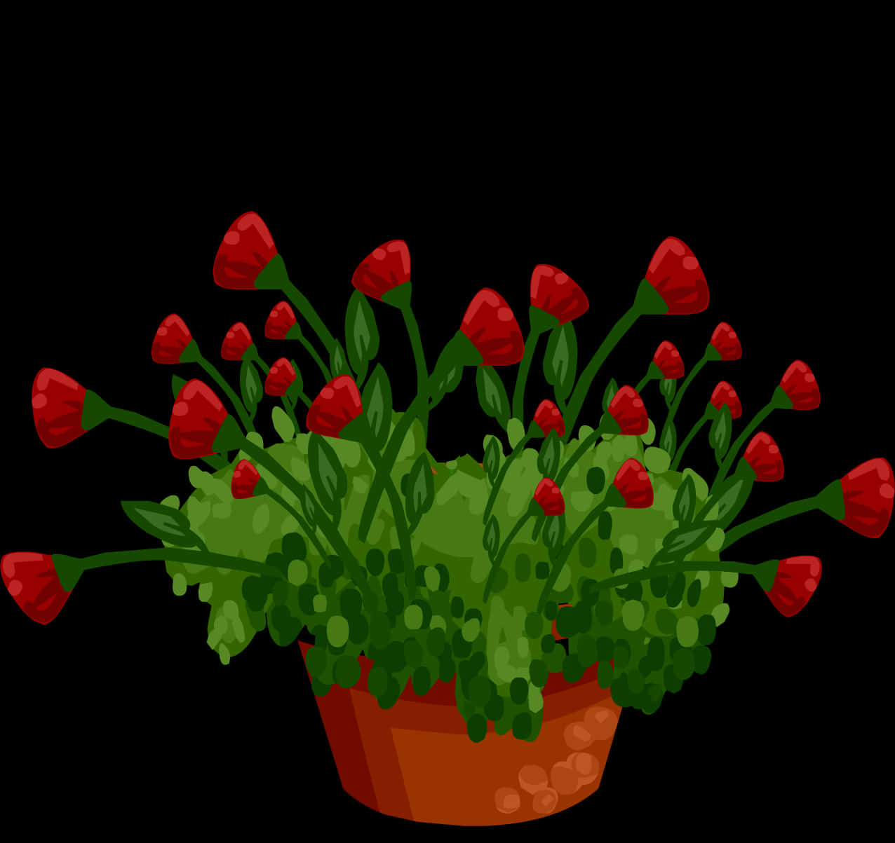 A Potted Plant With Red Flowers