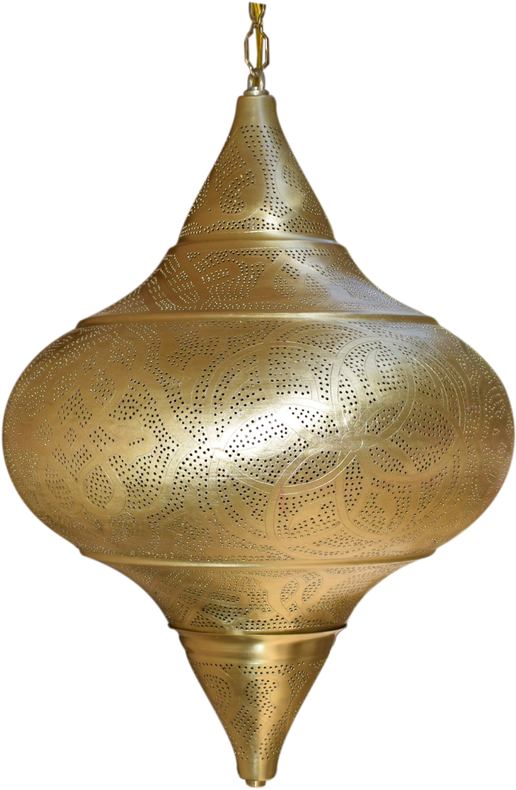 A Gold Lamp With Holes On It