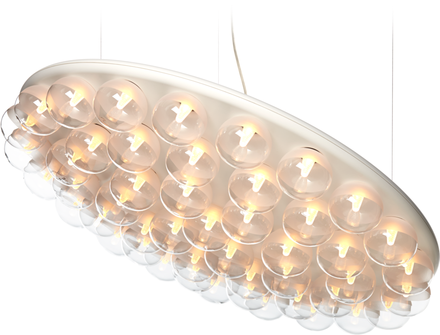 A White Chandelier With Many Round Lights