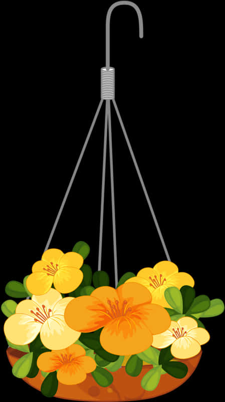 A Yellow And Orange Flowers From A Metal Rod