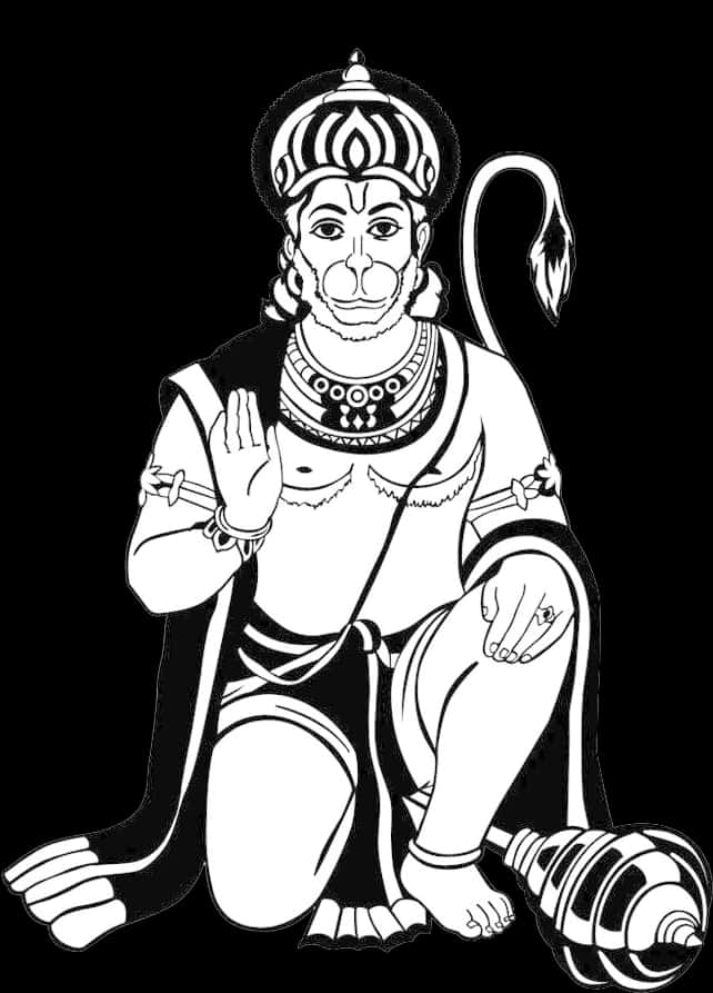 A Black And White Drawing Of A Monkey