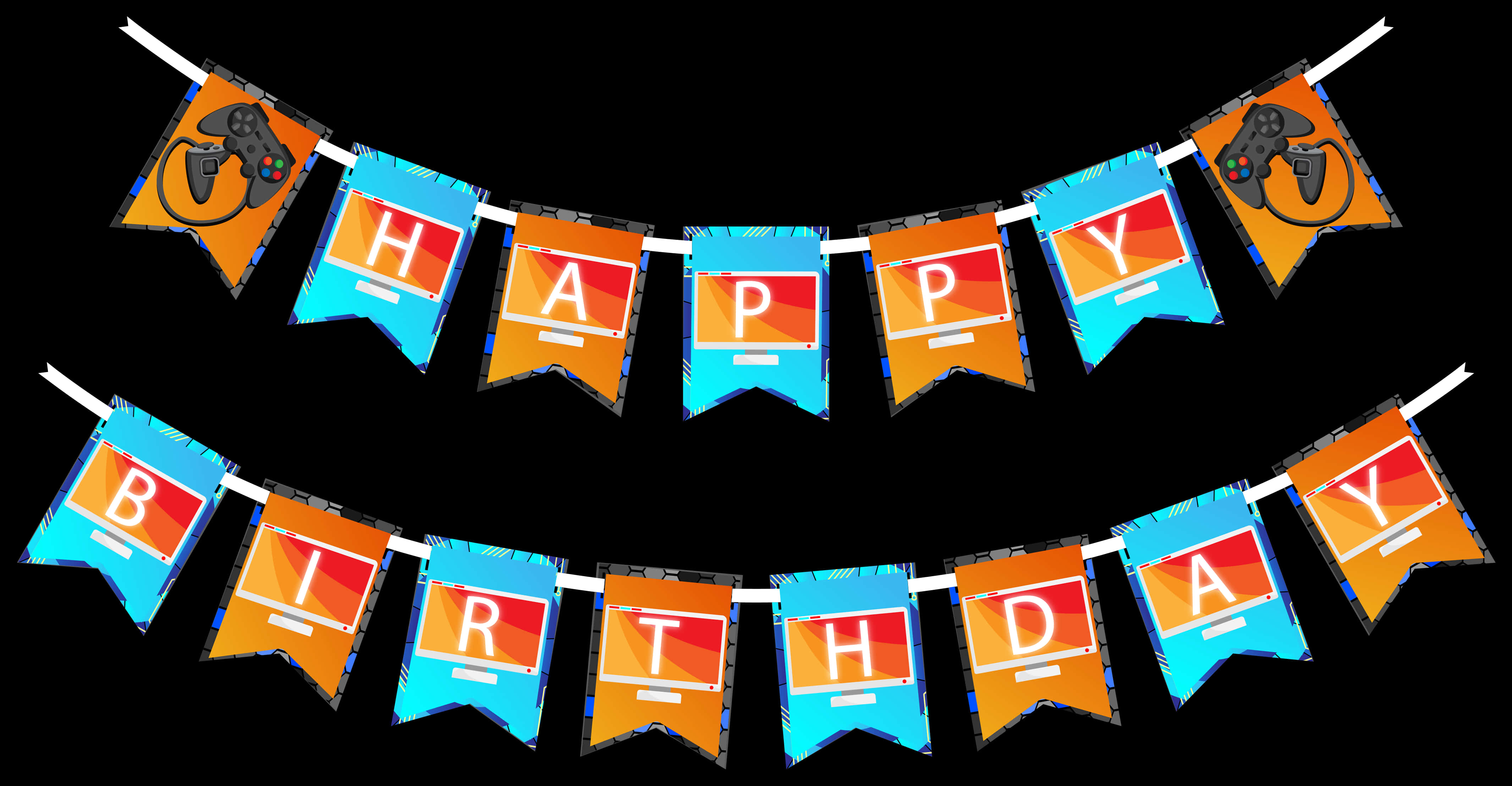 A Colorful Bunting With Letters On It