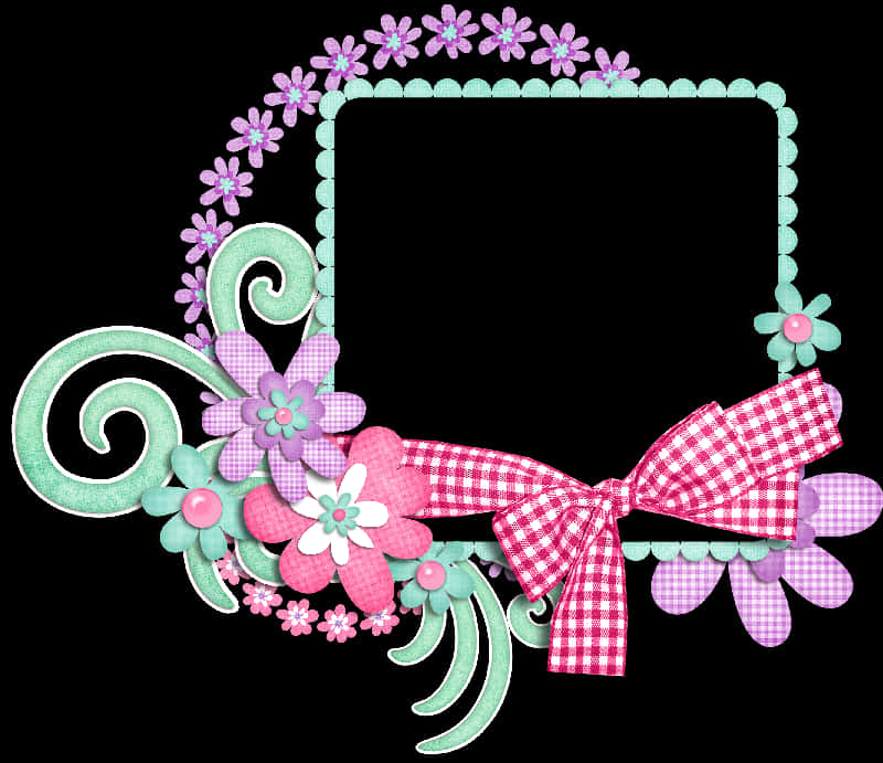 A Frame With Flowers And A Bow