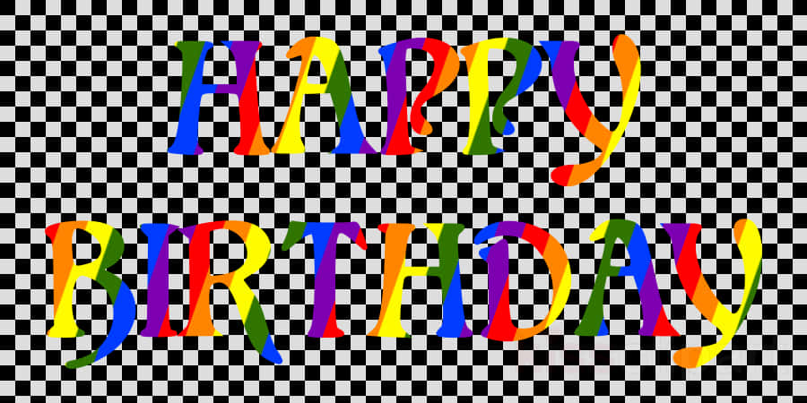 A Colorful Text On A Checkered Background