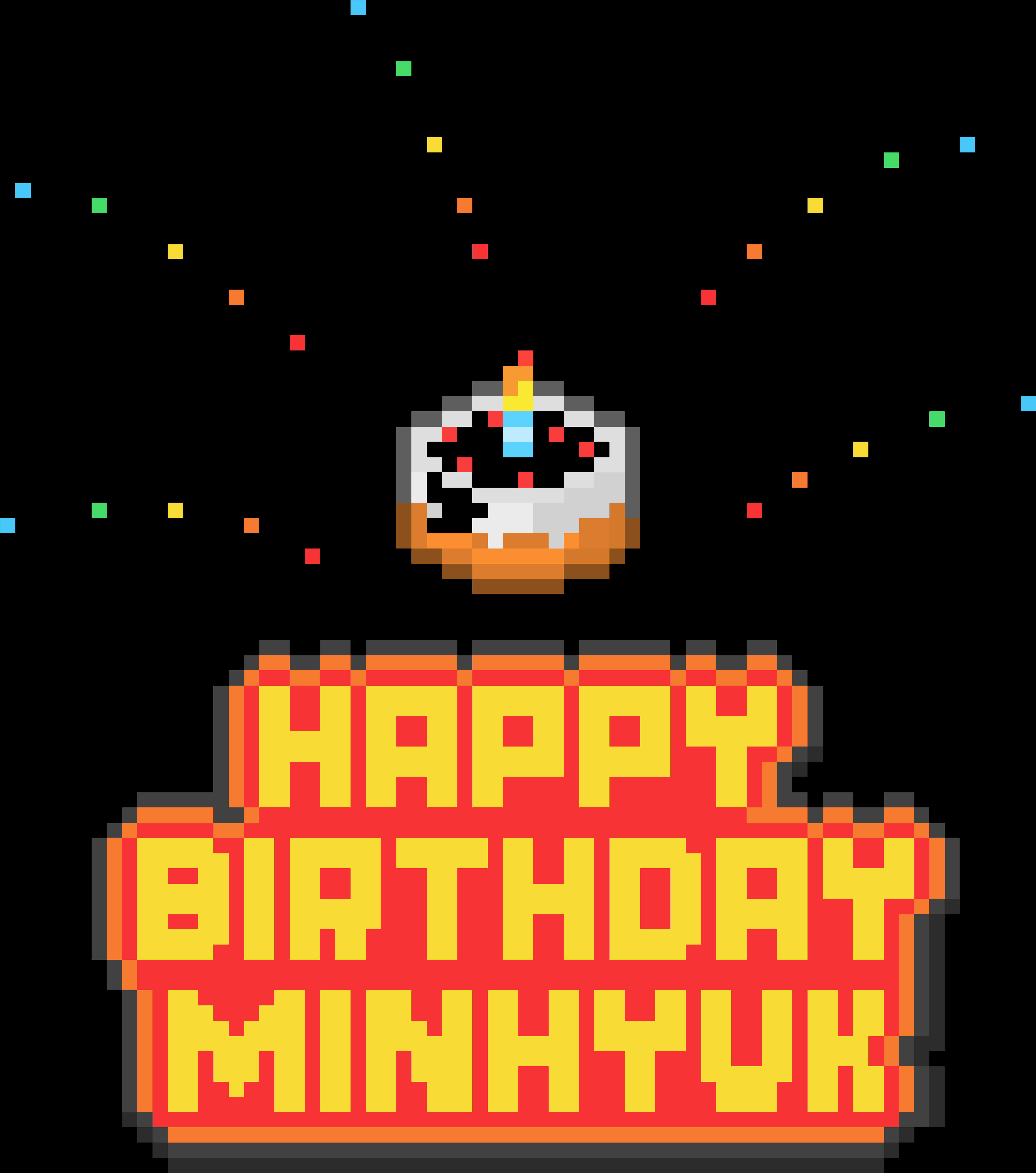 A Video Game Graphics With A Cake And Text