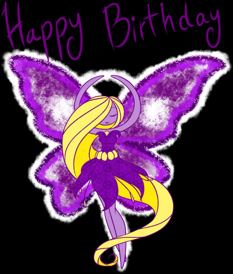 A Cartoon Of A Fairy With Purple Wings