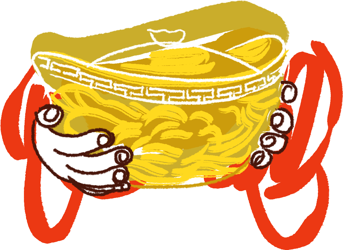 A Cartoon Of A Bowl Of Noodles