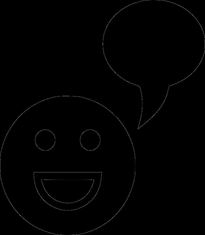 A Black And White Image Of A Smiley Face And A Speech Bubble