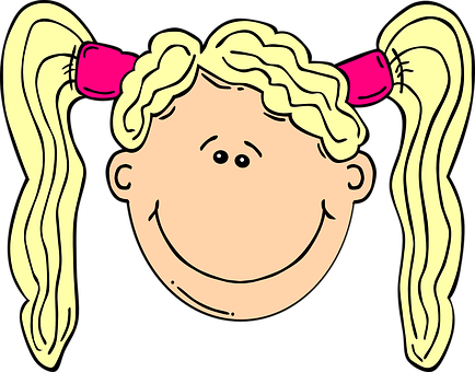 A Cartoon Of A Girl With Pigtails