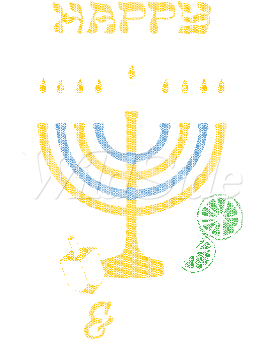 A Colorful Design Of A Menorah And A Drink