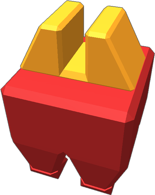 A Red And Yellow Block With Two Square Objects