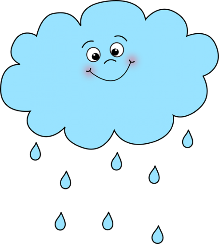A Cartoon Cloud With Raindrops