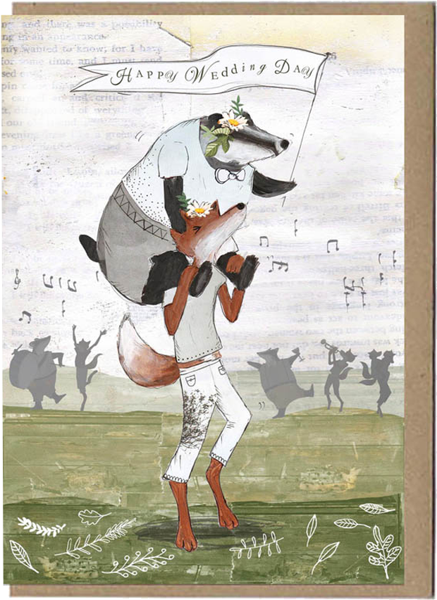 A Drawing Of A Fox Carrying A Man On His Back