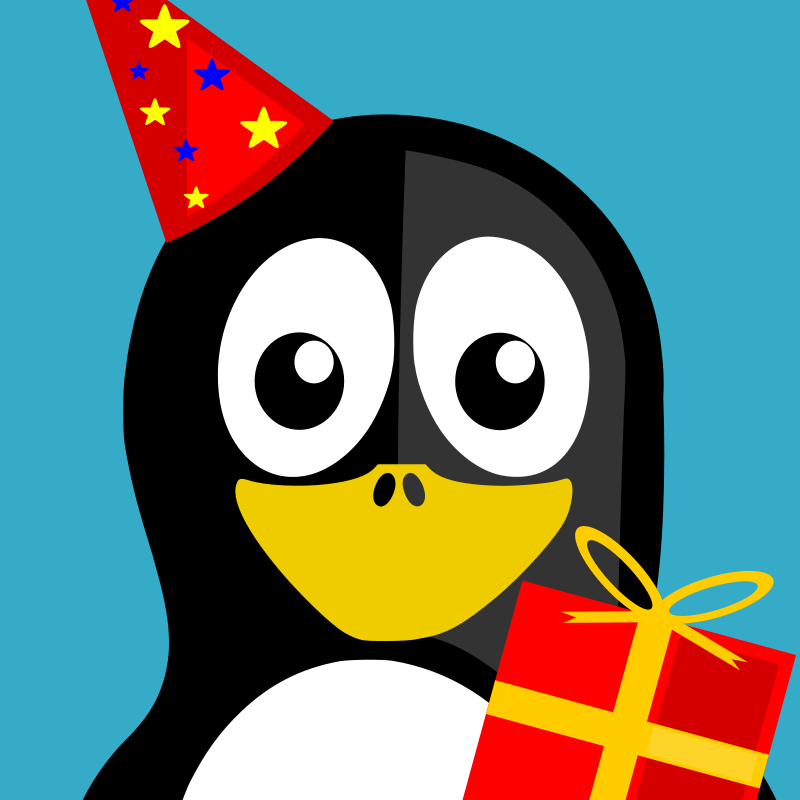 A Cartoon Penguin Holding A Present