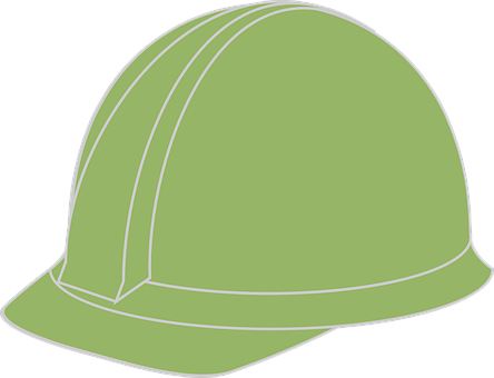 A Green Hard Hat With White Lines