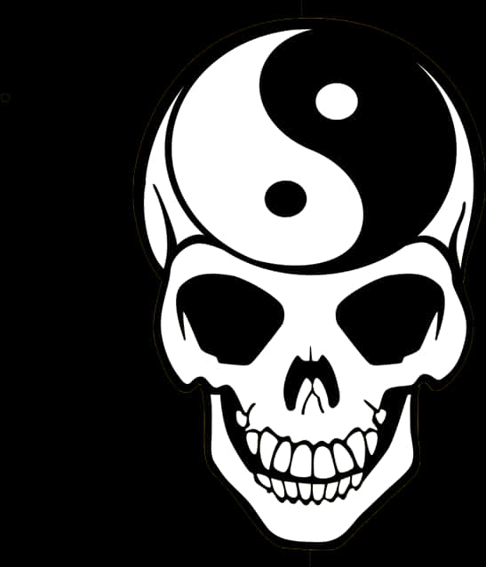 Harlequin Calavera Transprent - Skull Yin Yang