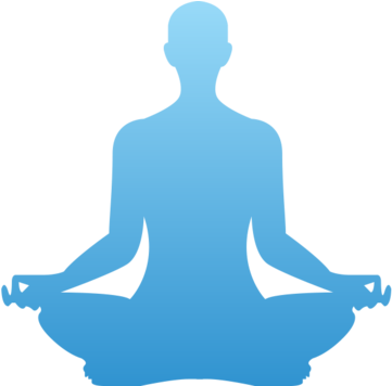 A Blue Silhouette Of A Person Sitting In A Lotus Position
