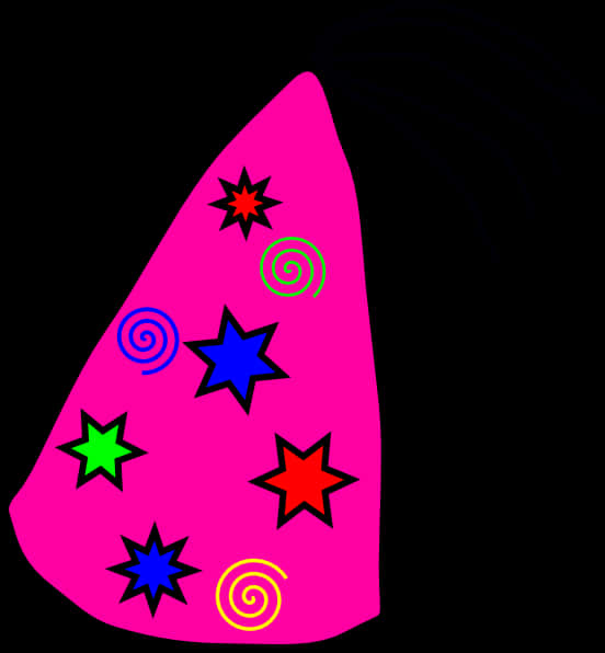 A Pink Cone With Stars And Spirals