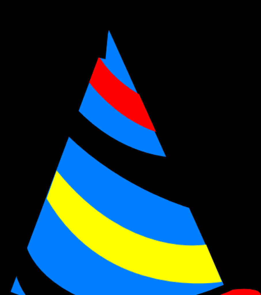 A Blue Yellow And Red Striped Cone Shaped Object