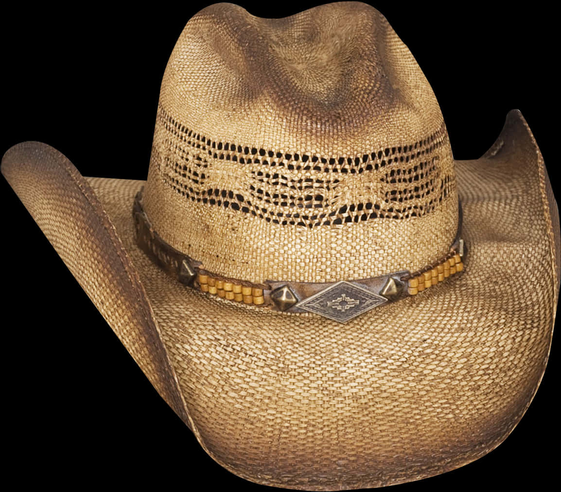 A Brown Cowboy Hat With A Black Background