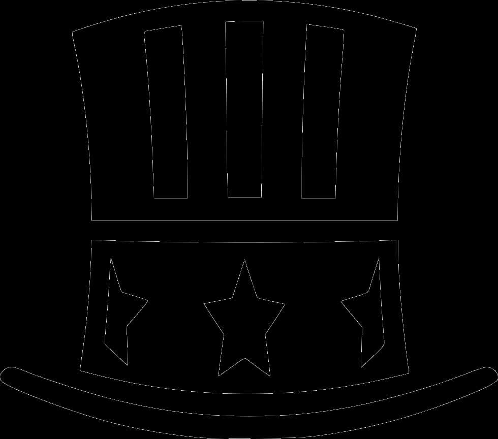 A Black And White Image Of A Top Hat With Stars