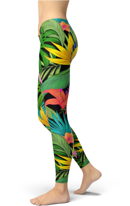 Hawaiian Flower Leggings Yoga Pants Gym And Fitness - Skull Yoga Pants, Hd Png Download