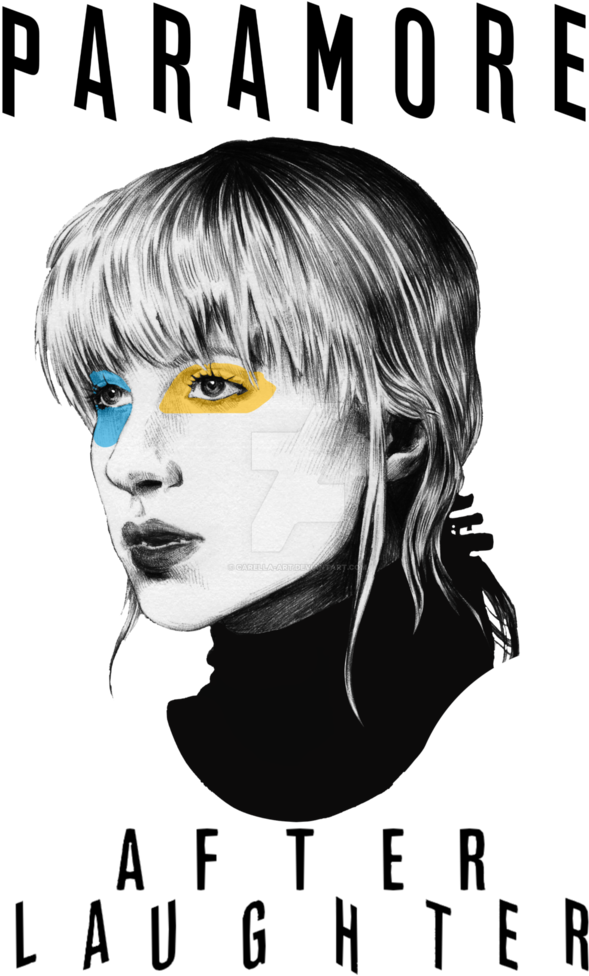 A Drawing Of A Woman With Blonde Hair And Blue And Yellow Eyeliner
