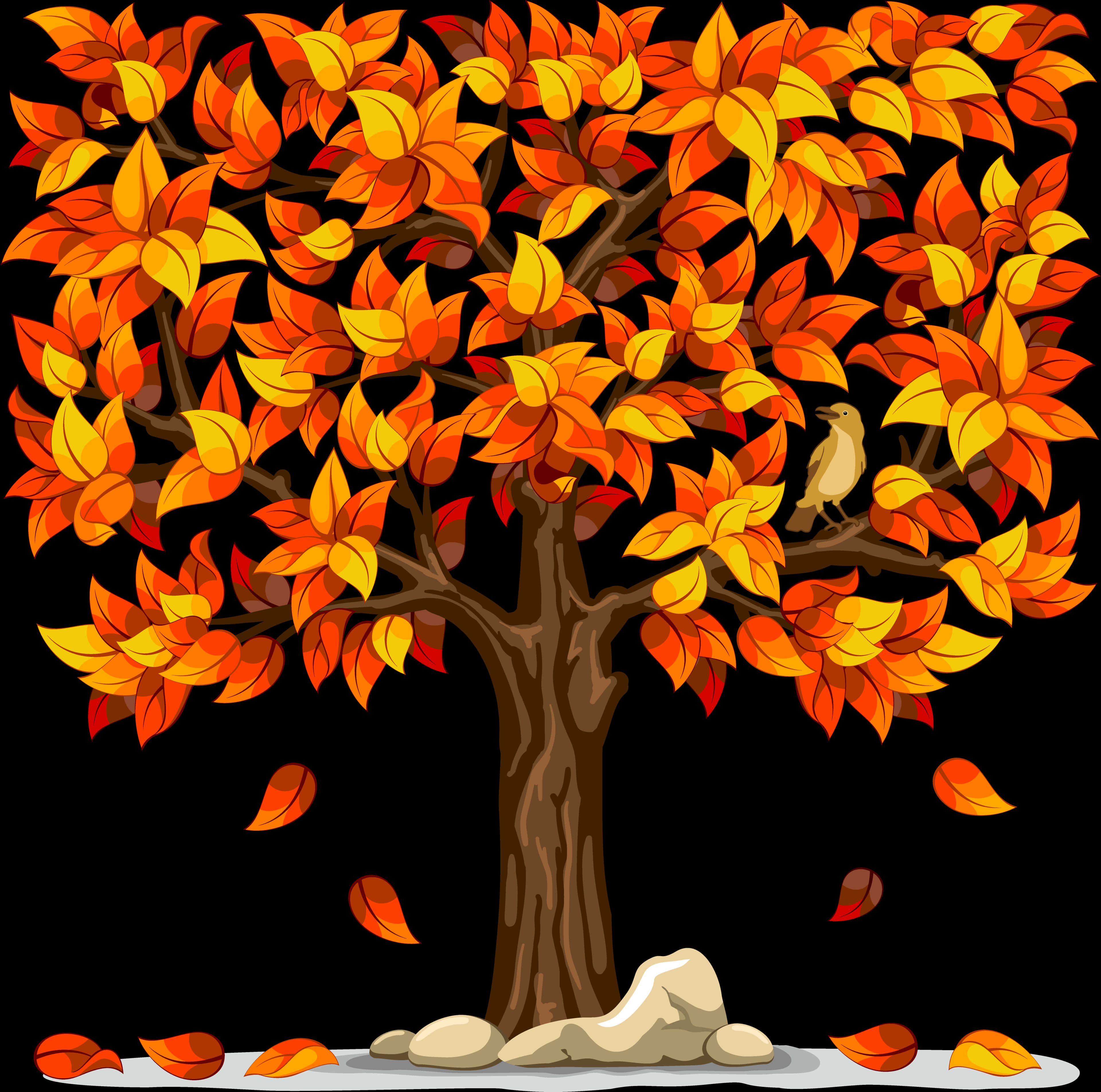 Hd Autumn With Falling - Tree With Fall Leaves, Hd Png Download