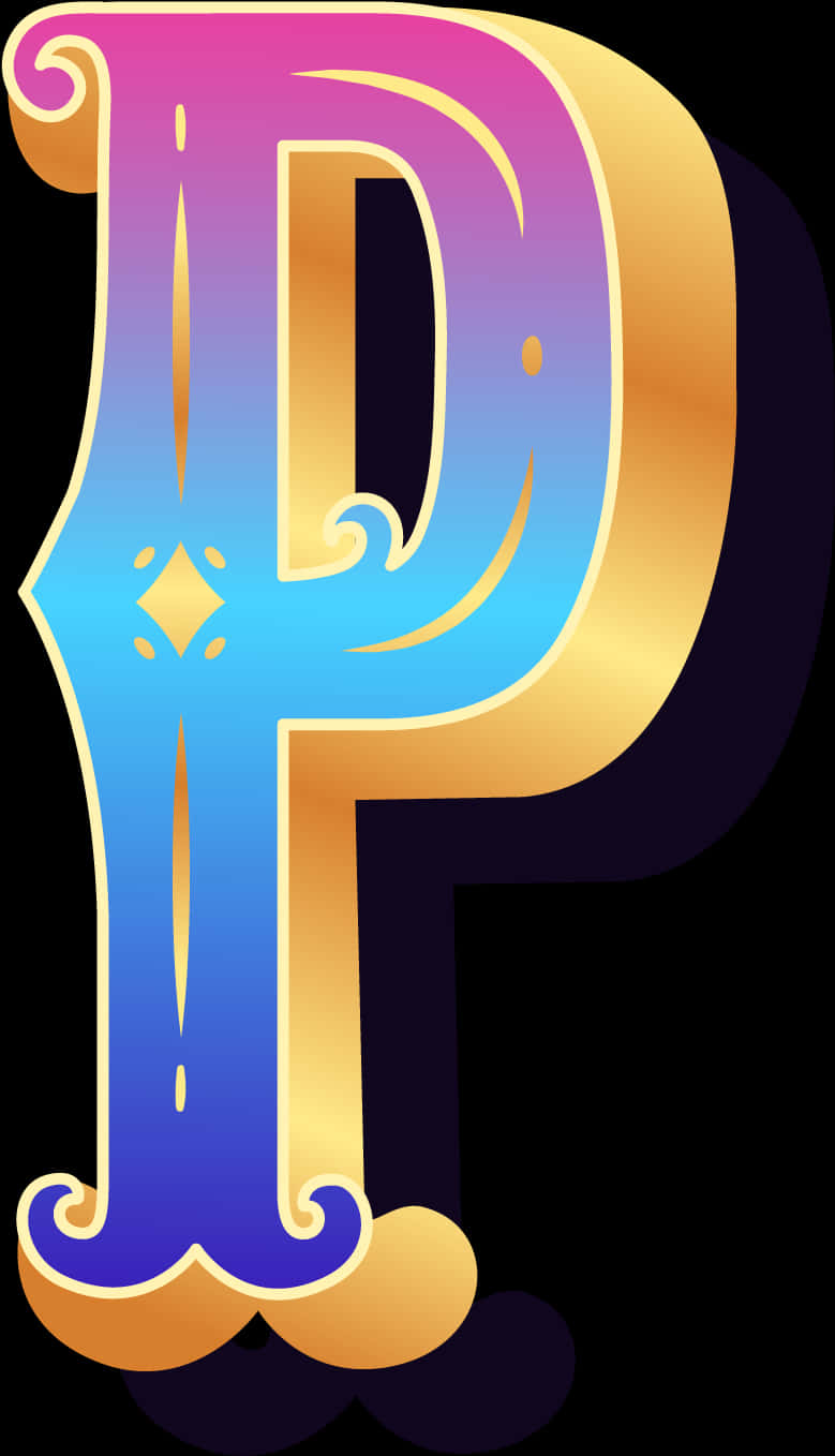 A Blue And Gold Letter P