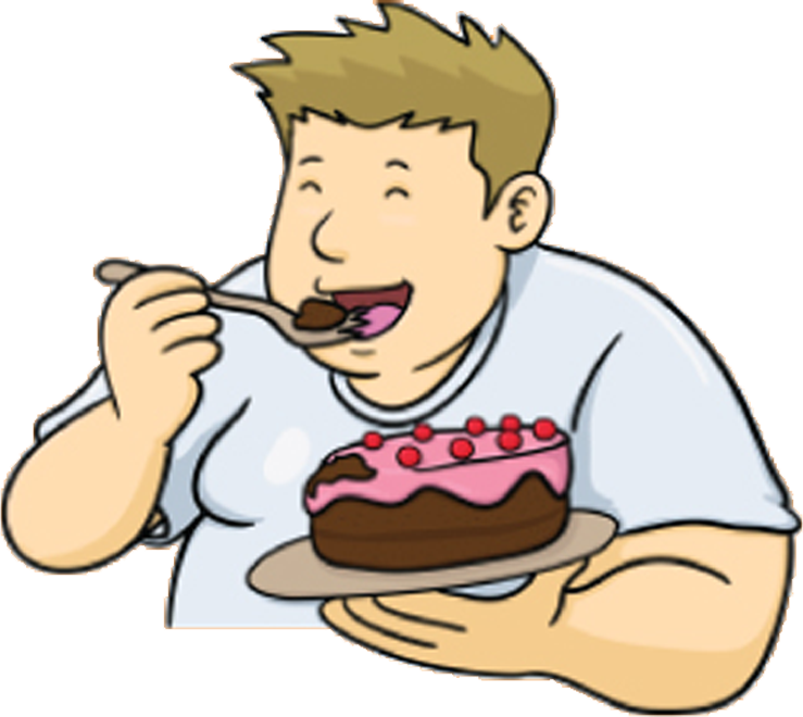 A Cartoon Of A Man Eating A Cake